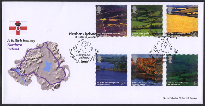 Norvic Philatelics FDC for the British Journey Northern Ireland stamps