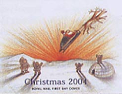 Design on Royal Mail Christmas 2004 first day cover by Raymond Briggs