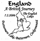 postmark showing map of England and a rose.