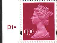 1 ruby Machin definitive stamp issued 5 June 2007.