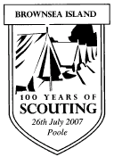 Scout Centenary postmark illustrated with a row of tents.