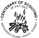 Scout Centenary postmark showing camp fire.