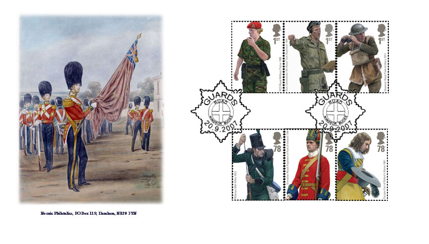 Norvic official limited edition first day cover for British Army Uniforms stamp set.