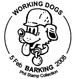 postmark showing cartoon 'detective dog'.