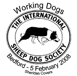 postmark showing Badge of the International Sheep Dog Society.
