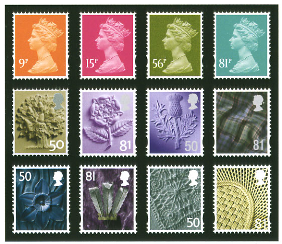 new Machin definitive and country definitive stamps issued or 	reissued 1 April 2008