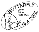 postmark illustrated with a buttefly.