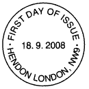 official 18 September 2008 non-pictorial Hendon postmark.