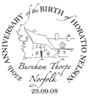 postmark showing birthplace of Admiral Lord Horatio Nelson.
