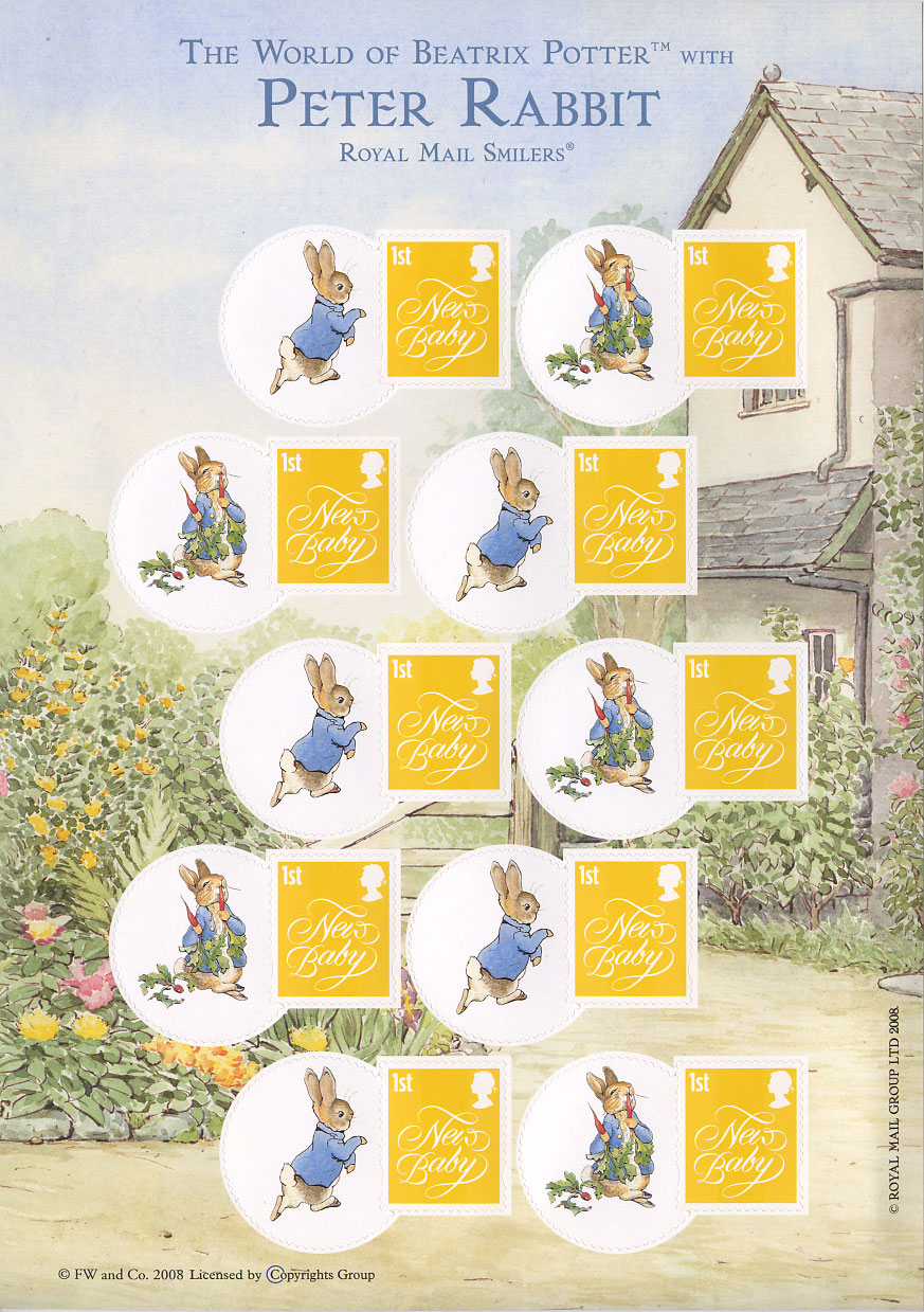 Royal Mail Smilers for Kids stamps showing Peter Rabbit.