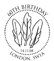 postmark showing three feathers.