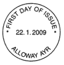 Official Alloway non-pictorial first day postmark for Robert Burns stamp issue.