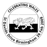 postmark showing Welsh dragon flag.