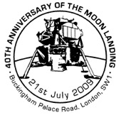 Postmark showing Moonlanding module on surface.
