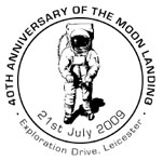 Postmark showing astronaut on moon.