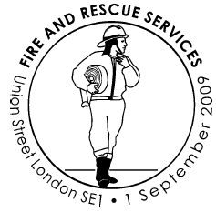 Postmark showing fireman.