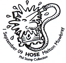 postmark showing hose spraying Phil-Stamp.