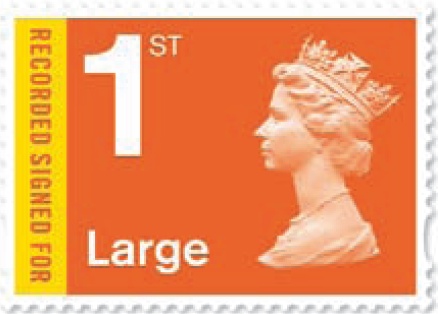 New Machin definitive stamp for 1st class Large recorded signed for service.