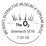 postmark showing the O2 Arena, previously the Milennium Dome, Greenwich.