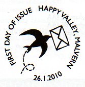 Happy Valley postmark showing bird carrying letter.