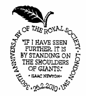 postmark illustrated with an apple surrounding an Isaac Newton quotation.
