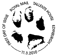 postmark illustrated with aa footprint.
