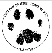 postmark illustrated with a footprint.