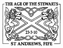 postmark illustrated with Saltire flanked by lions.