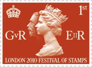 1st class double-headed stamp for London Festival of Stamps 2010.