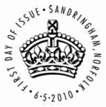 Sandringham first day of issue postmark showing crown.
