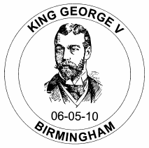 Birmingham postmark showing portrait of King George V.