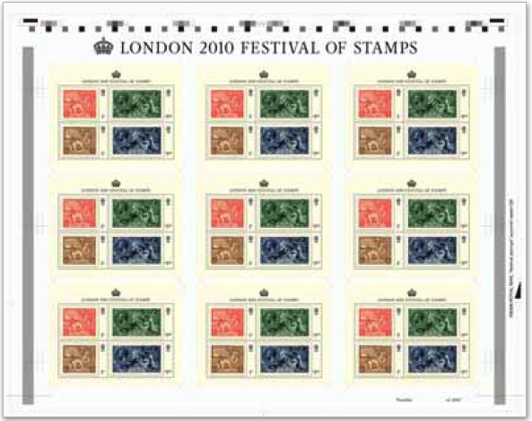 London Festival of stamps MS 2 Press Sheet of 9 sheets.