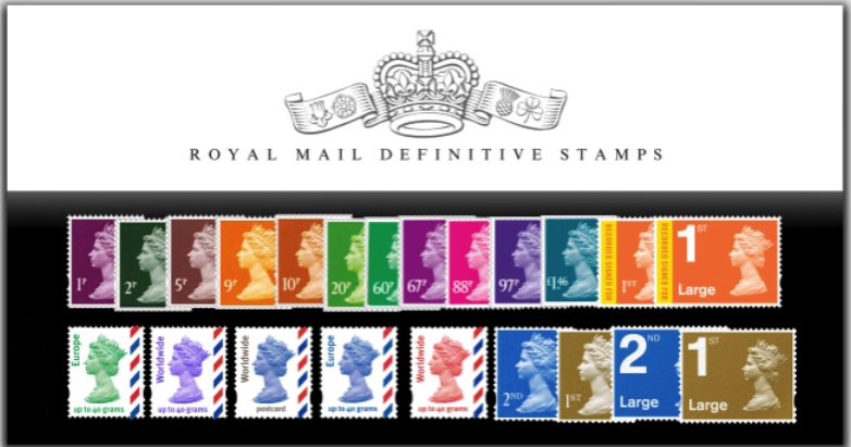 Machin definitives collectors pack of low value stamps.