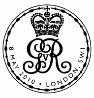 London postmark showing royal cypher.