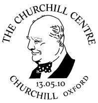 Postmark showing portrait of Churchill.
