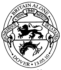 Postmark showing arms of Dunkerque, France.