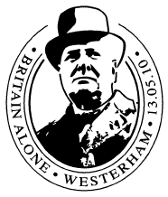 Westerham postmark showing portrait of Sir Winston Churchill.