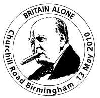 Postmark showing portrait of Churchill.