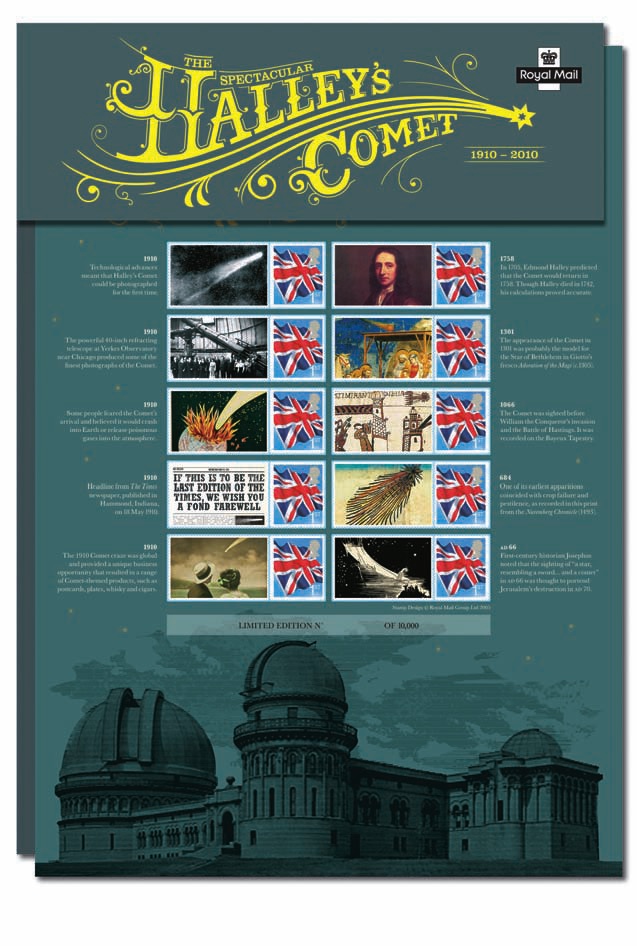 Royal Mail Commemorative Sheet Halley's Coment.