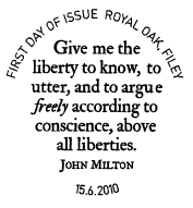 official Royal Oak first day of issue postmark with text as below.