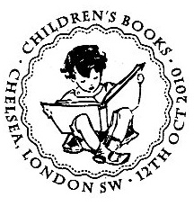 postmark showing child reading a book.