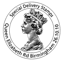 Postmark showing Machin head of HM The Queen.