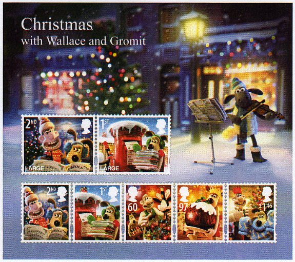 Christmas 2010 Wallace & Gromit miniature sheet.