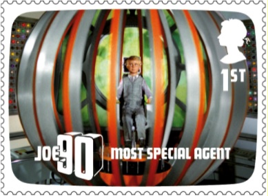Stamp showing Gerry Anderson tv show Joe 90.