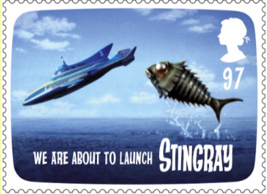 Stamp showing Gerry Anderson tv show Stingray.