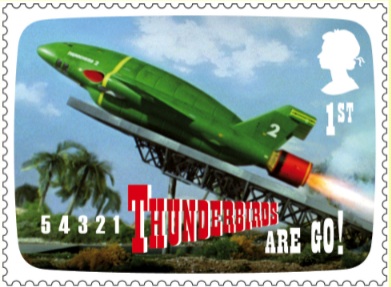 Stamp showing Gerry Anderson tv show Thunderbirds.