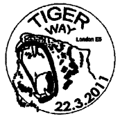 Postmark showing head of tiger.
