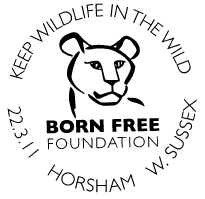 Postmark with logo of Born Free Foundation.