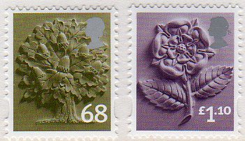 England 68p & £1.10 stamps issued 29 march 2011.