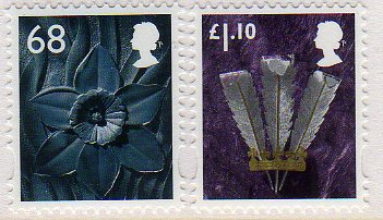 Wales 68p & £1.10 stamps issued 29.3.11.